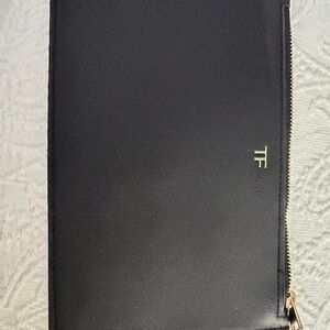 Tom Ford Black Leather Pouch with Gold Accents